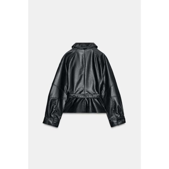 ZARA FAUX LEATHER PEPLUM JACKET - Picture 8 of 9